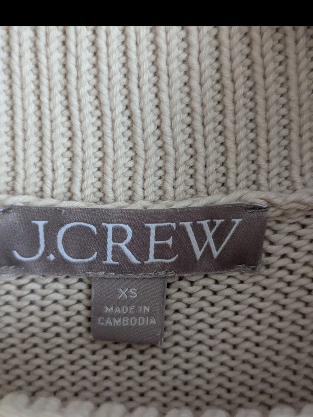 J.Crew Women's XS Heritage Rollneck Sweater Beige 100% Cotton BS945 Pale Bone - Picture 5 of 7